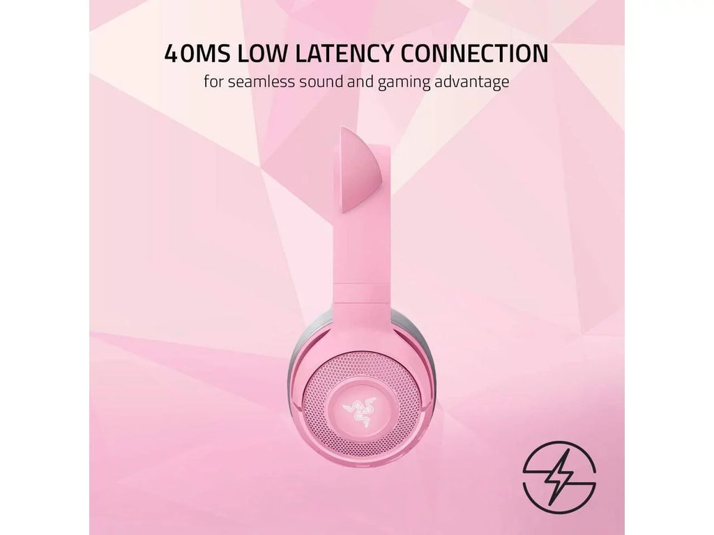 '- - Bluetooth Connection Custom-Tuned Powered Microphone Kraken Beamforming Razer Razer Quartz Latency Drivers - 40mm Edition: 5.0-40ms Chroma Pink - by Kitty BT Low