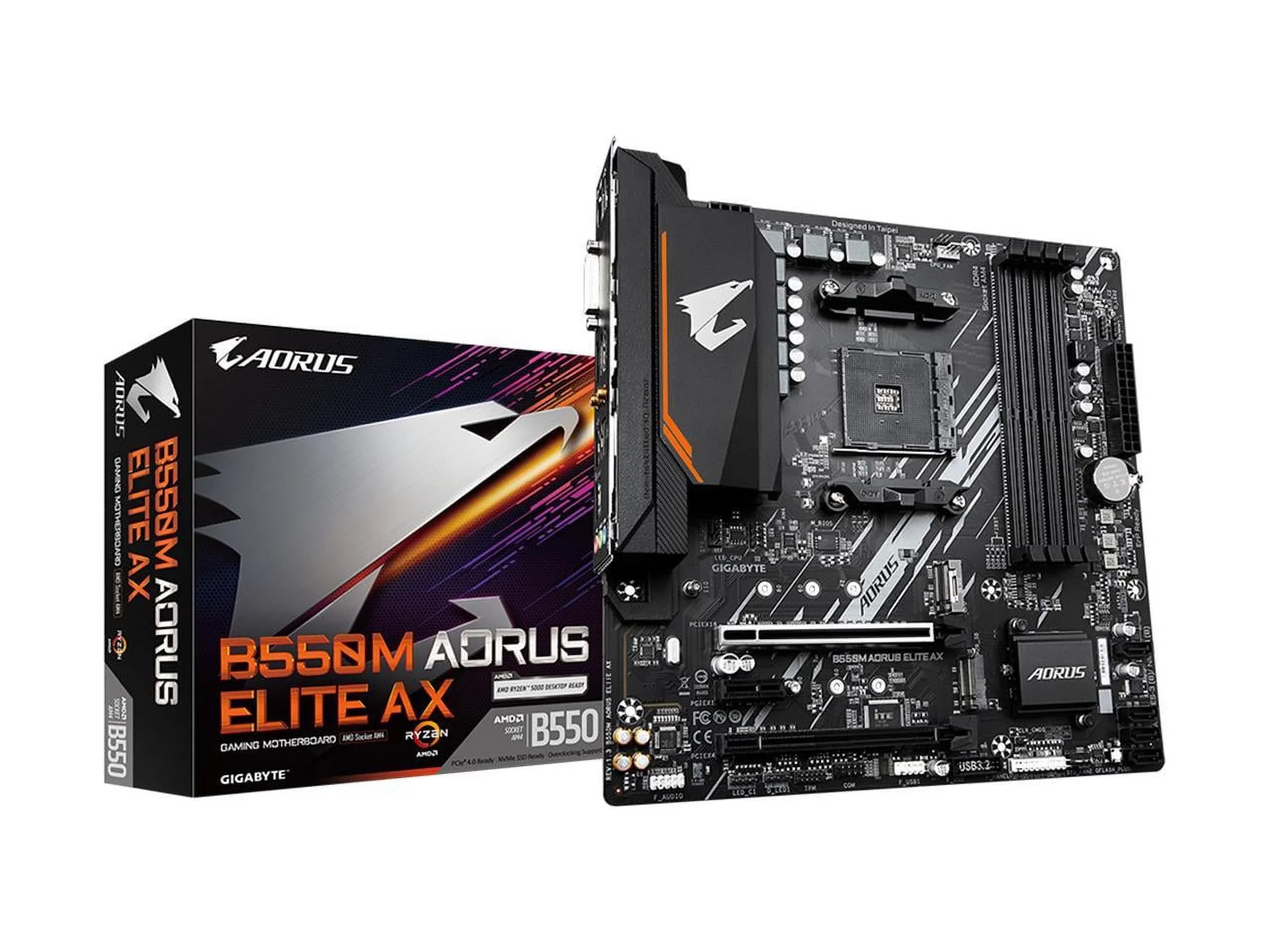 Realtek Gen AM4 B550M PCIe 1, Single 4.0 LAN, GIGABYTE Motherboard Micro-ATX M.2, AX B550 with ELITE USB 6Gb/s, AMD AORUS 3.2 (rev SATA GbE 1.3)