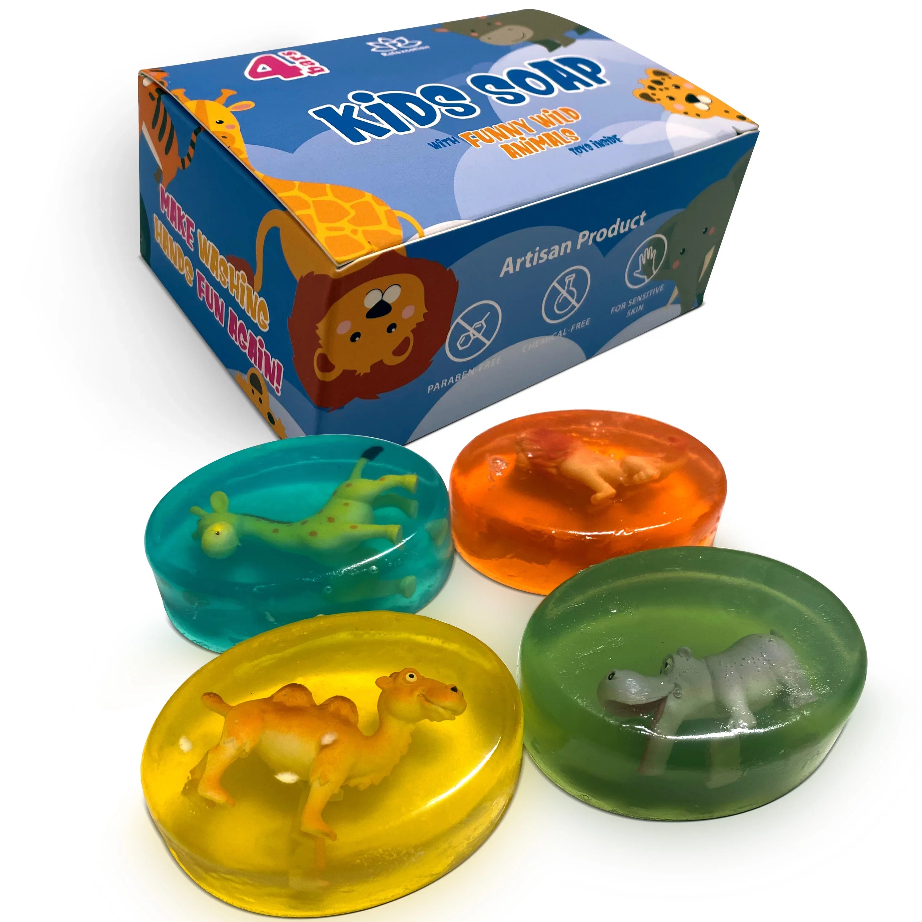 Safe Bar Soap Wild Toys Animals Set Inside Handmade Collect 4 Glycerin in All USA Funny Animals Surprise Toys 12 with Natural Moisturizing by and Relaxcation Kids Soap