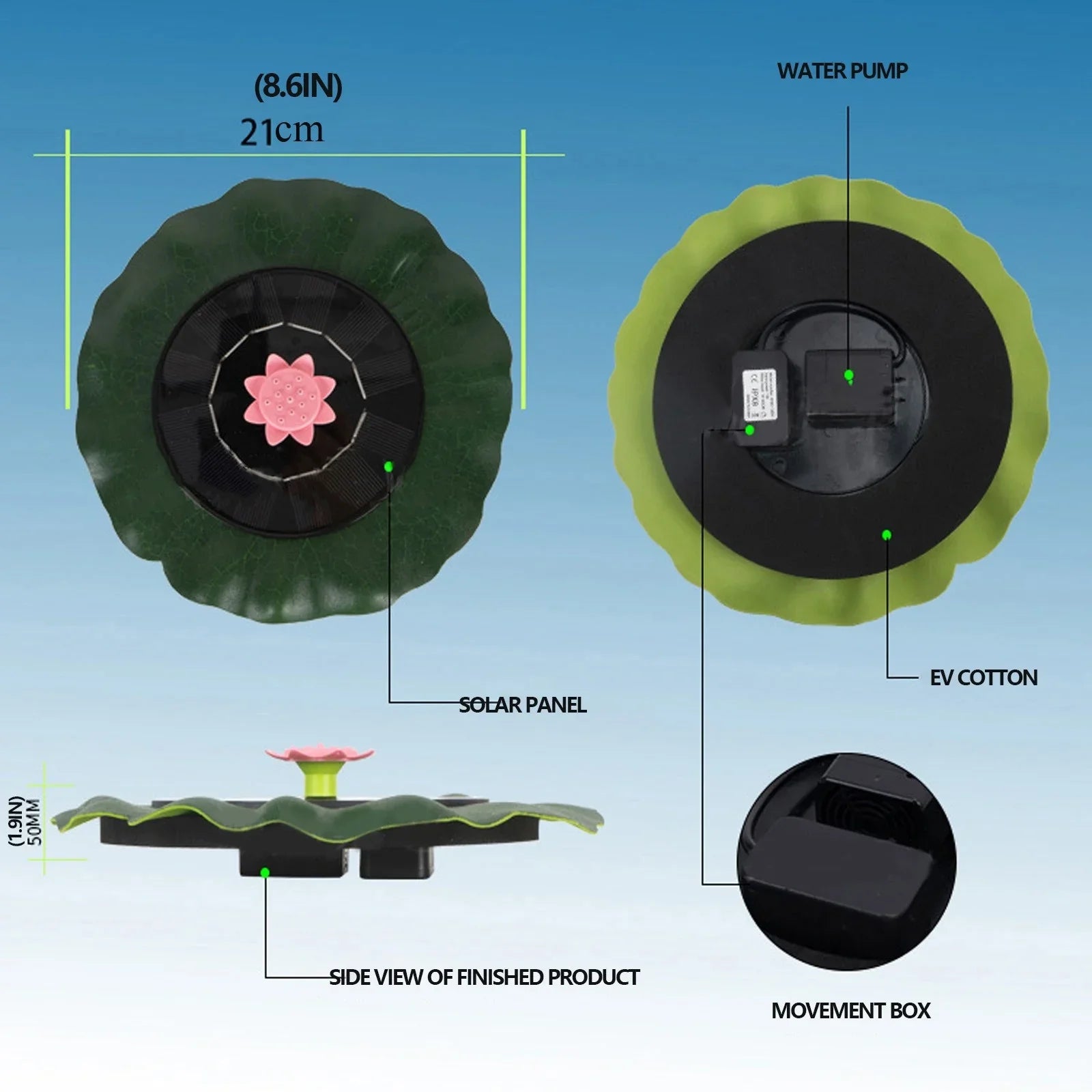 Imitation Fountains Garden Sprinkler Pond Motion For Swimming Solar Flower Pool Sun Controlled