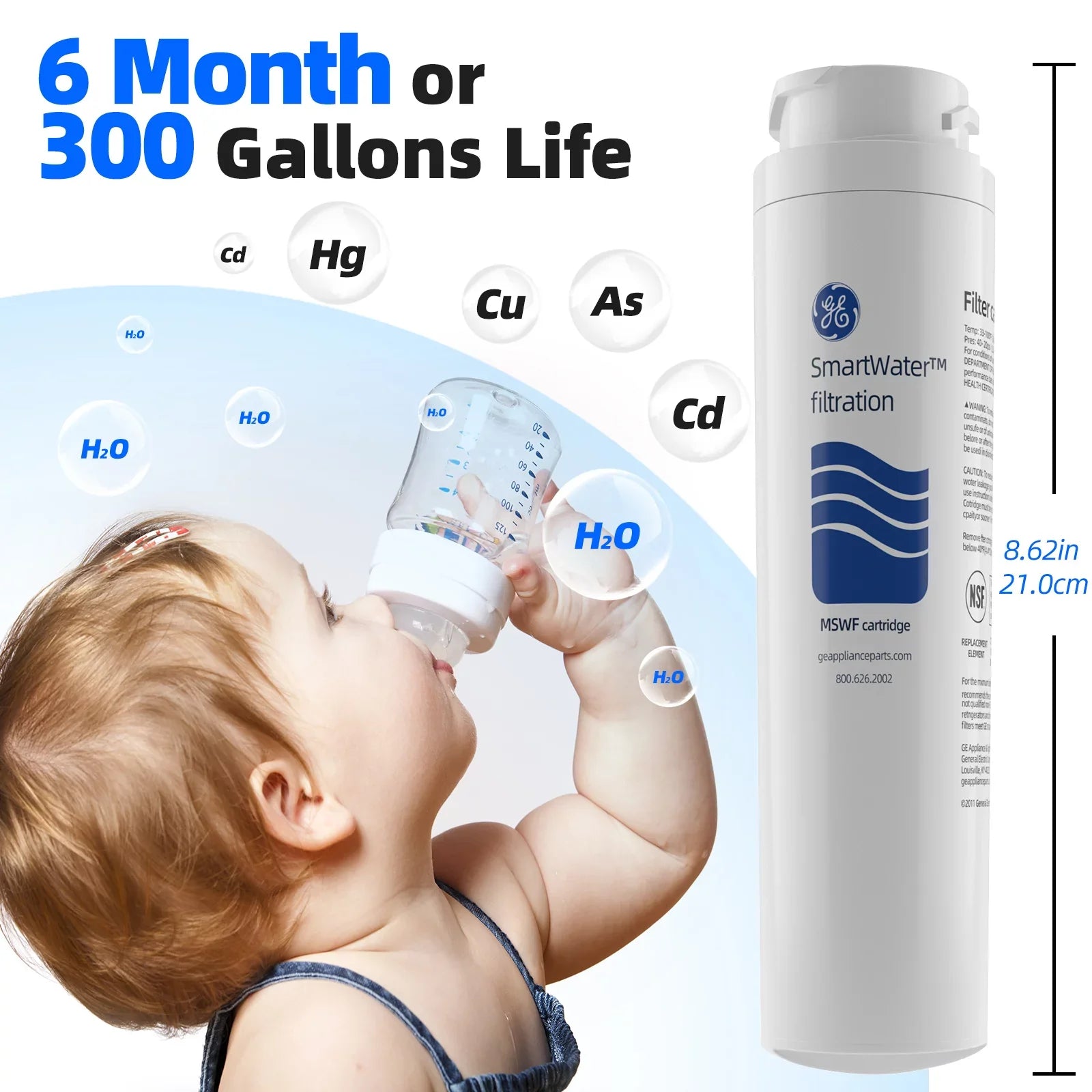 Filter, Pure RWF1500A Ice Tier1 Pack for 6 APF-1800, MSWF, Aquafresh AQUACREST Replacement AQF-MSWF Refrigerator GE WF282, Water of RWF1062, MSWF and Arrowpure