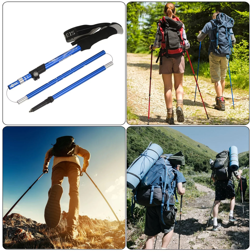 Aluminum Blue Dark Hiking Pole Alloy, Uxcell Inch Trekking Collapsible Poles, 51