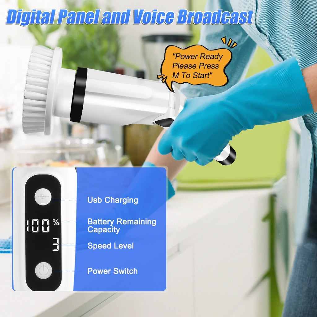 for Scrubber Floor Brush Scrubber, Heads,Shower Electric WLRETMCI Tub Car Long Cordless with Brush Brushes Spin 8 Cleaning Household Kitchen with Cleaning Bathroom Tile Handle