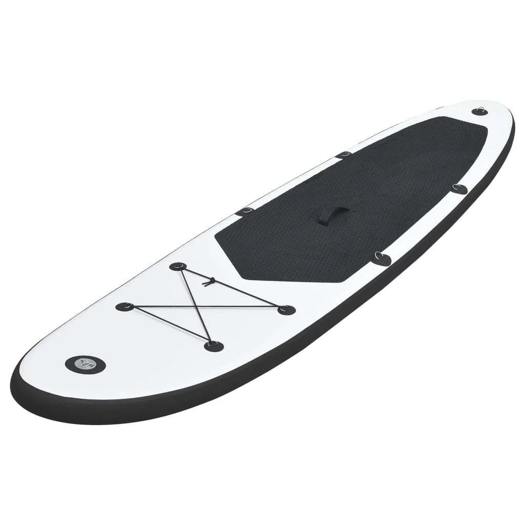 Inflatable Paddle White Set in Up Black Stand and Board Companion Perfect Sleek