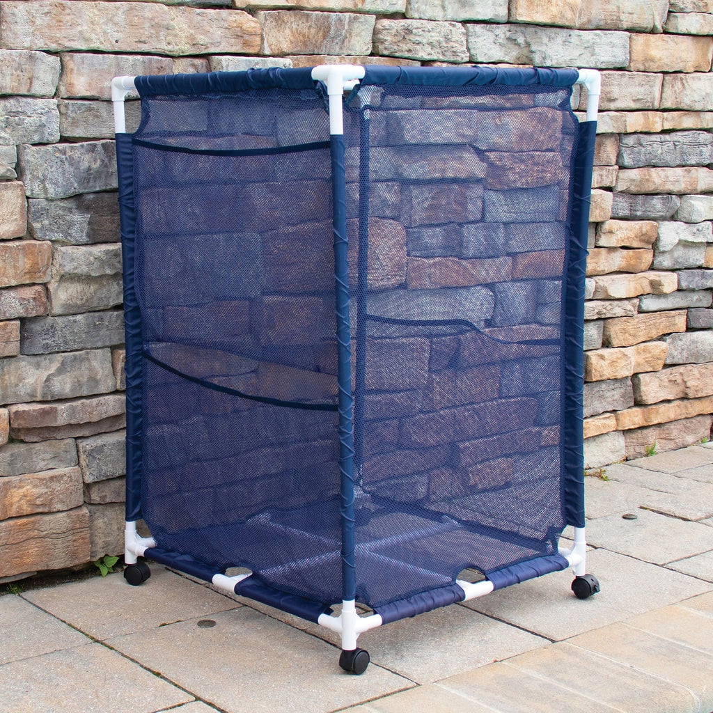 Blue, Bin, Medium, x Equipment L PBFT-1513 PB-M200, Style Mesh (25.4" - 25.4" 40" Pool W Rolling Pool Storage H) Organizer Pool Bins X