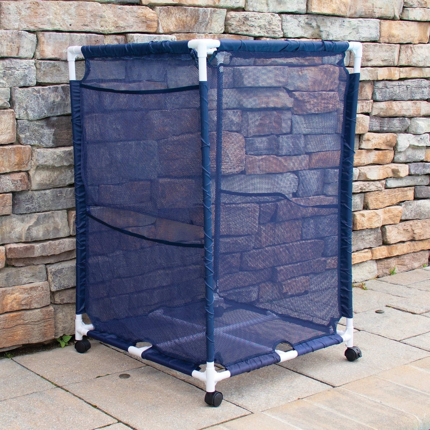 Blue, Bin, Medium, x Equipment L PBFT-1513 PB-M200, Style Mesh (25.4" - 25.4" 40" Pool W Rolling Pool Storage H) Organizer Pool Bins X
