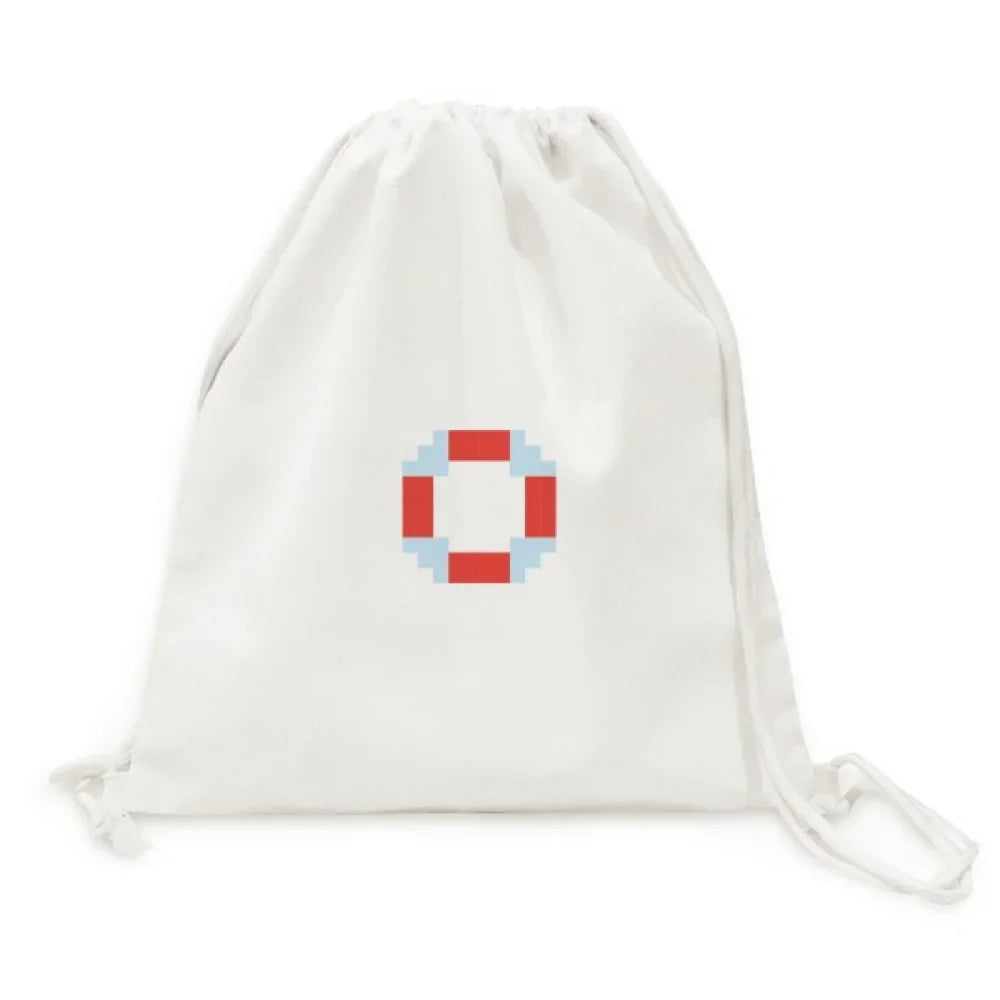 Drawstring Summer Bag Mesh Pixel Sail Canvas Backpack Shopping Reusable Life