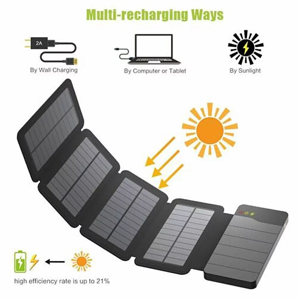 Bank Portable Outdoor Phone Waterproof Mobile Charger JLLOM Solar Panel Camping Power