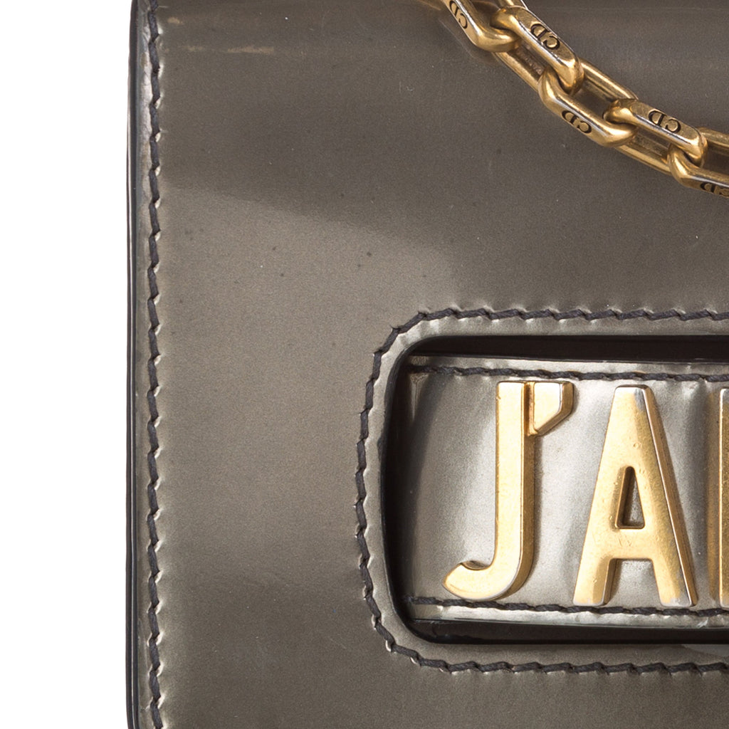 Leather Chain Gray JaDior Mini Pre-Owned Shoulder Flap Calf Bag (Good) Unisex Authenticated Dior