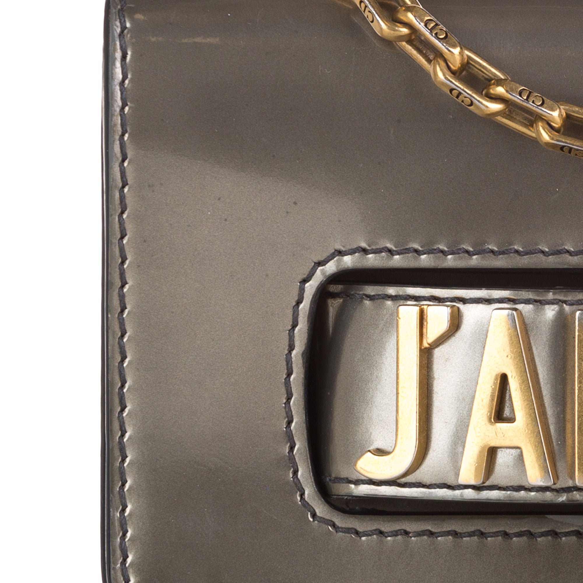 Leather Chain Gray JaDior Mini Pre-Owned Shoulder Flap Calf Bag (Good) Unisex Authenticated Dior