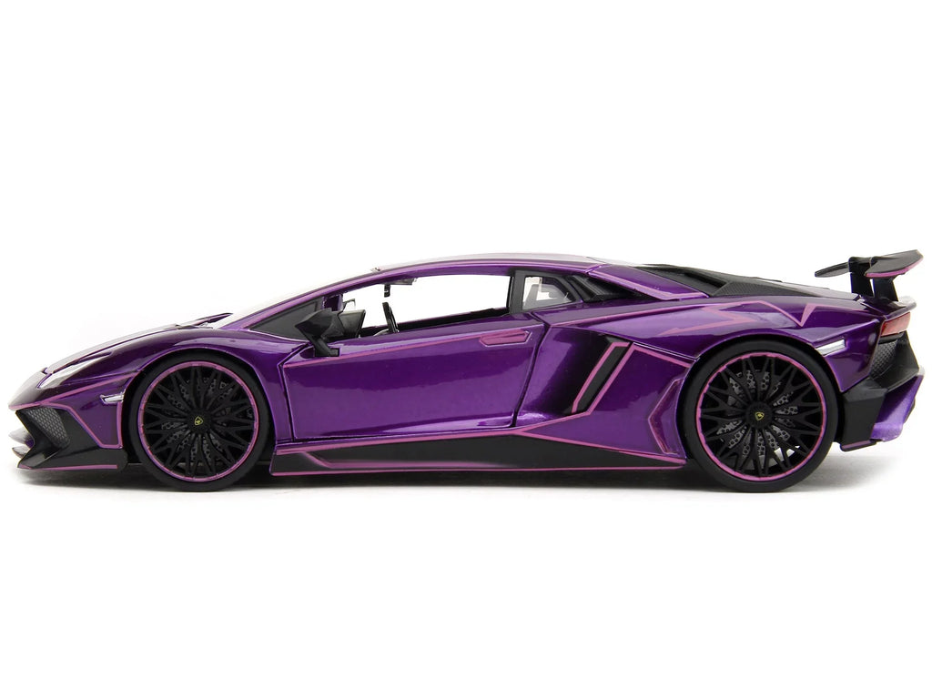 Series Aventador Car Diecast SV Pink by Lamborghini Jada Slips" Model with Purple "Pink 1/24 Graphics Candy