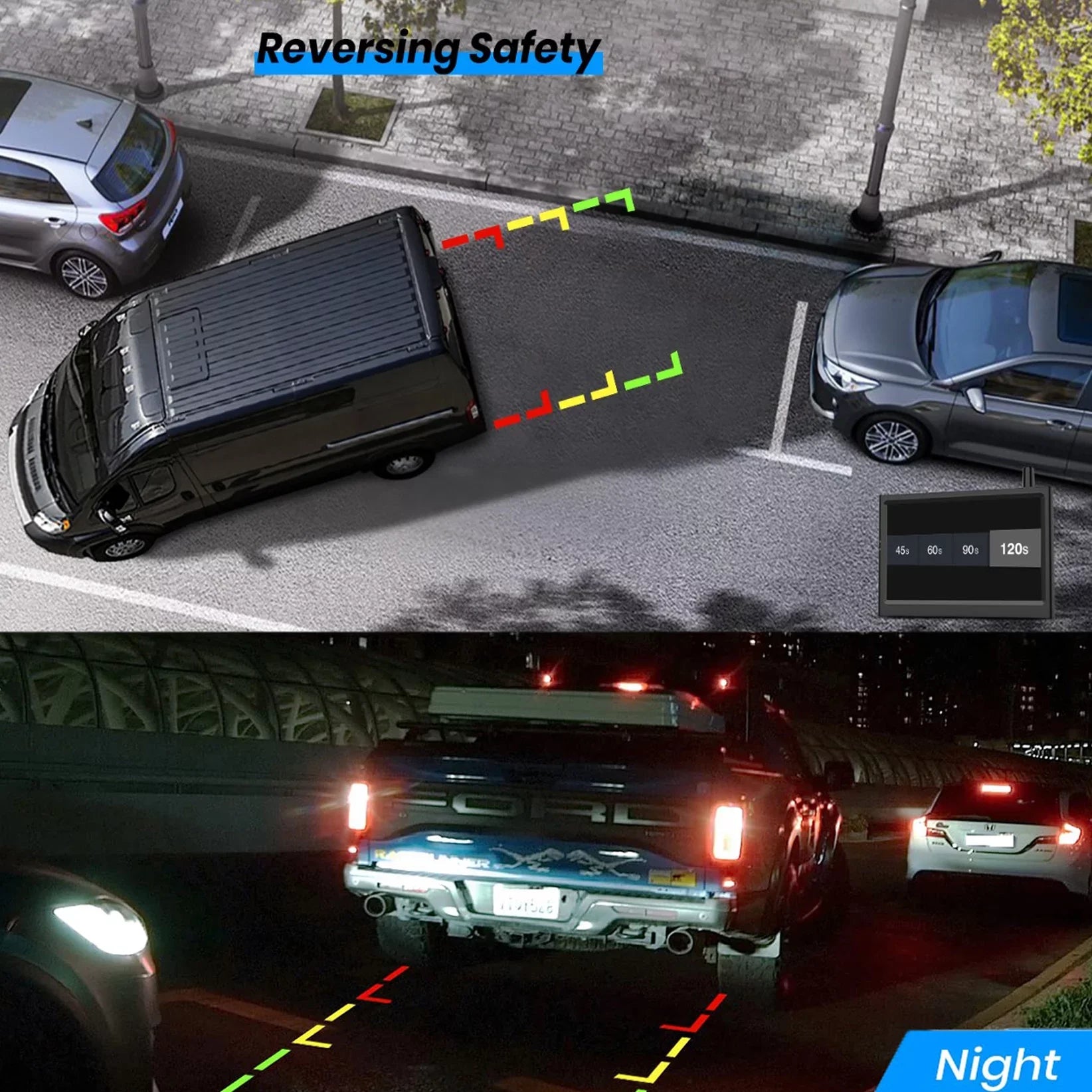 Built-in Camera Solar Battery with Backup Rear for Reverse Systems Wireless Campervan,Trailer Backup Camera View 3350mAh