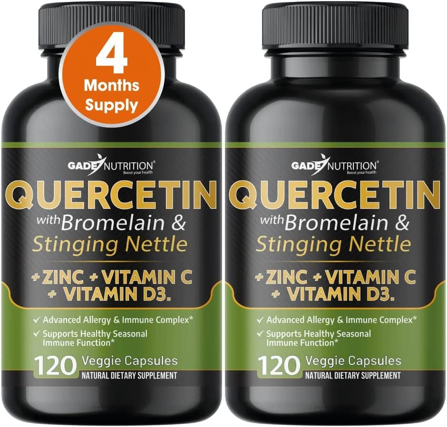 Quercetin Quercetin - - Nettle Gluten-Free, C Vegan) - Quercetin + 4 Vitamin Quercetin Zinc 240 Quercetin Bromelain - Month - Veggie D3 Zinc and - with Caps 500mg Supply Vitamin with (Non-GMO,