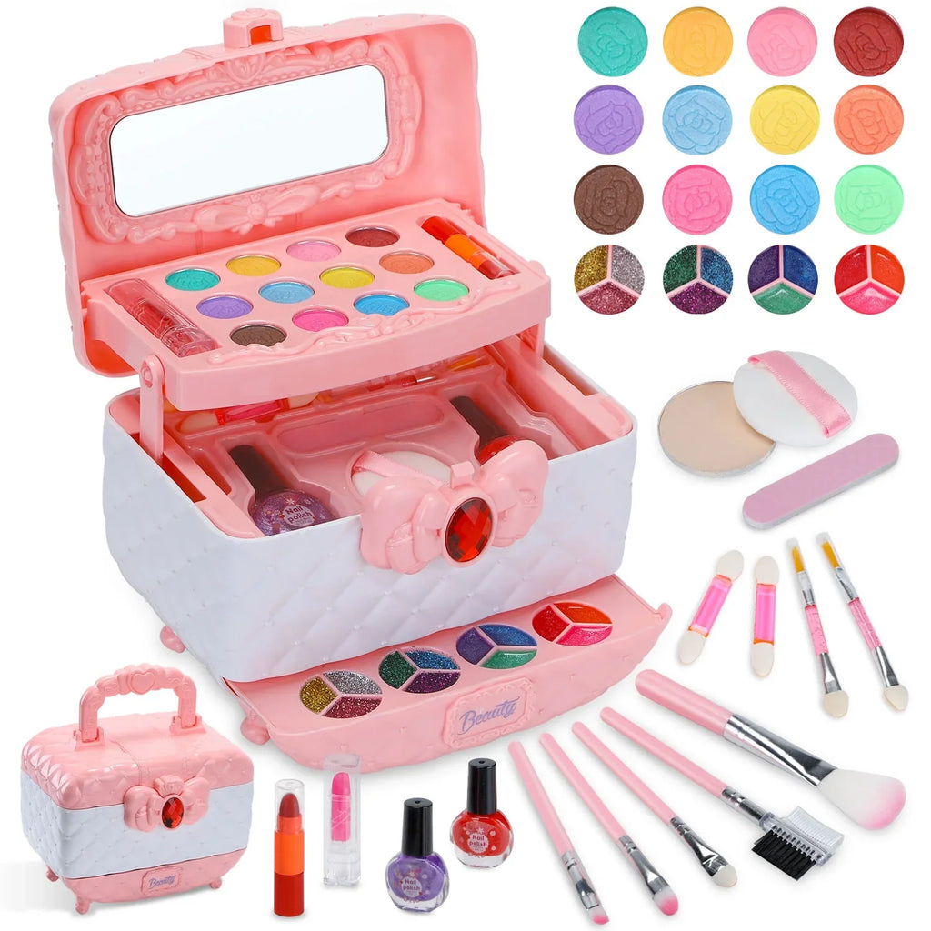 Kit Non-Toxic Washable Little Gift Kids 42 & 3-12 Girl Makeup Makeup Set, Set for Cosmetic, (Pink) & Christmas Pcs Toys Birthday Safe Girl Real Old Year for Kids Toddler Frozen Girl Makeup