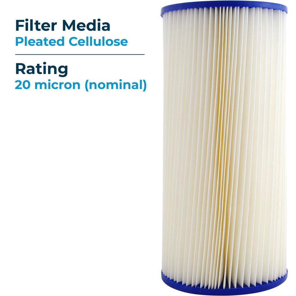 Sediment Pleated ECP20-BB SP-EC20-BB Cellulose 255491-43 10x4.5 Micron 8) (Case of SpiroPure 20 Filter Cartridge Water