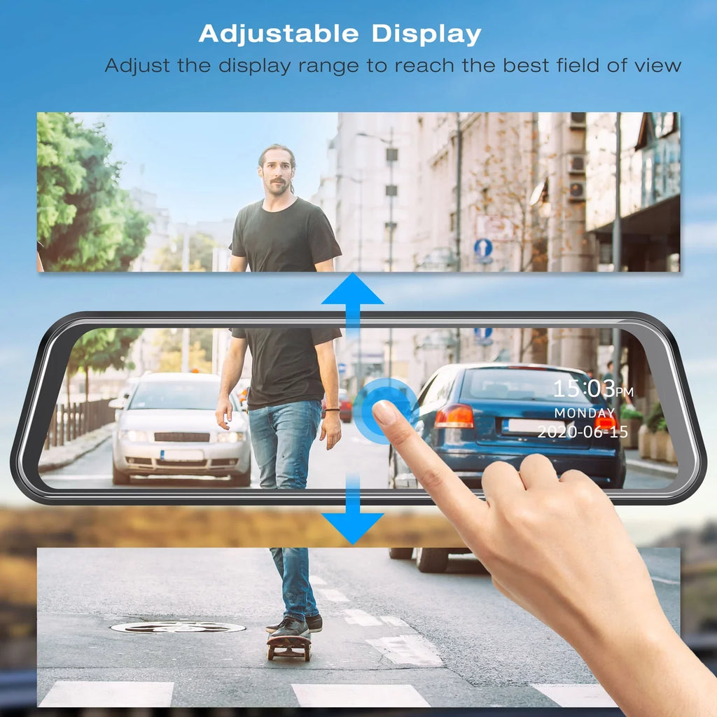 IPS Black Mirror Rear Waterproof Camera Cars 1080P Camera with 10-inch Screen Cam Full for View Mirror Backup Touch Dash