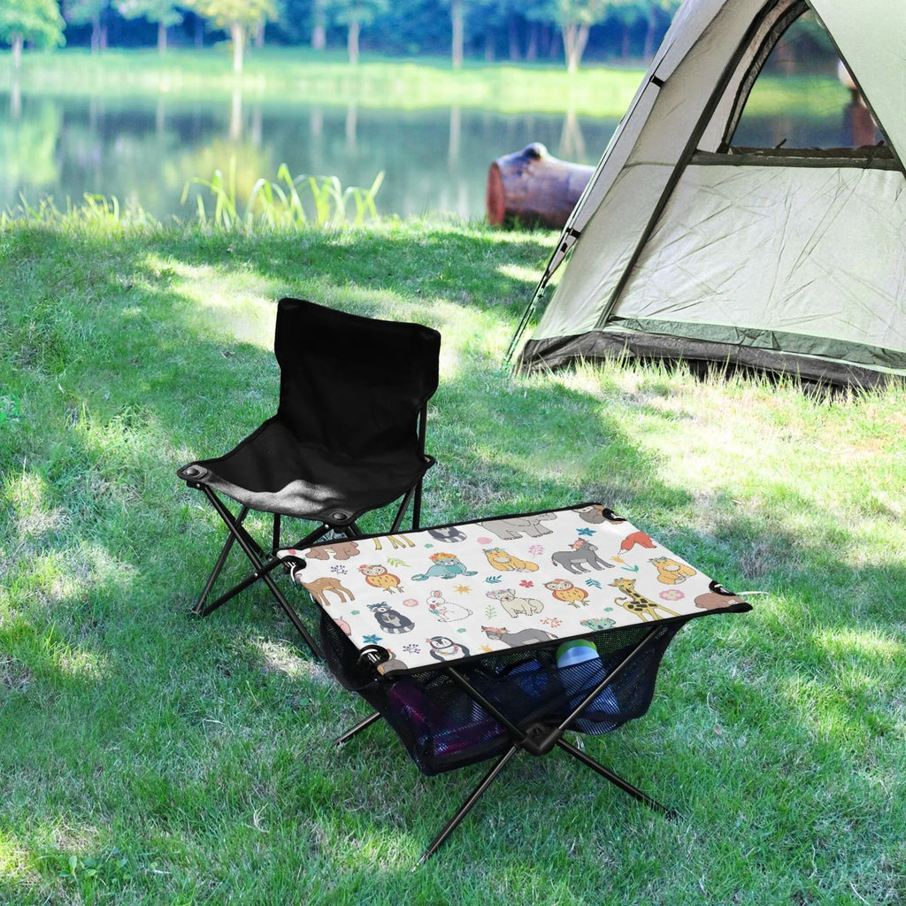 Travel Elephant Beach Cartoon Outdoor with Fishing Giraffe for Storage Camping Picnic Table Folding Bag Table Fox BBQ Portable Table Compact Bear