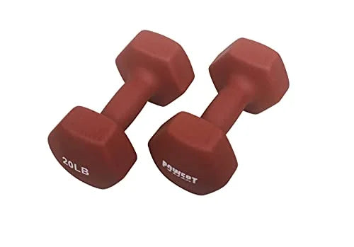 Colorful POWERT Hand Weights in Neoprene Pair HEX Dumbbell |Coated