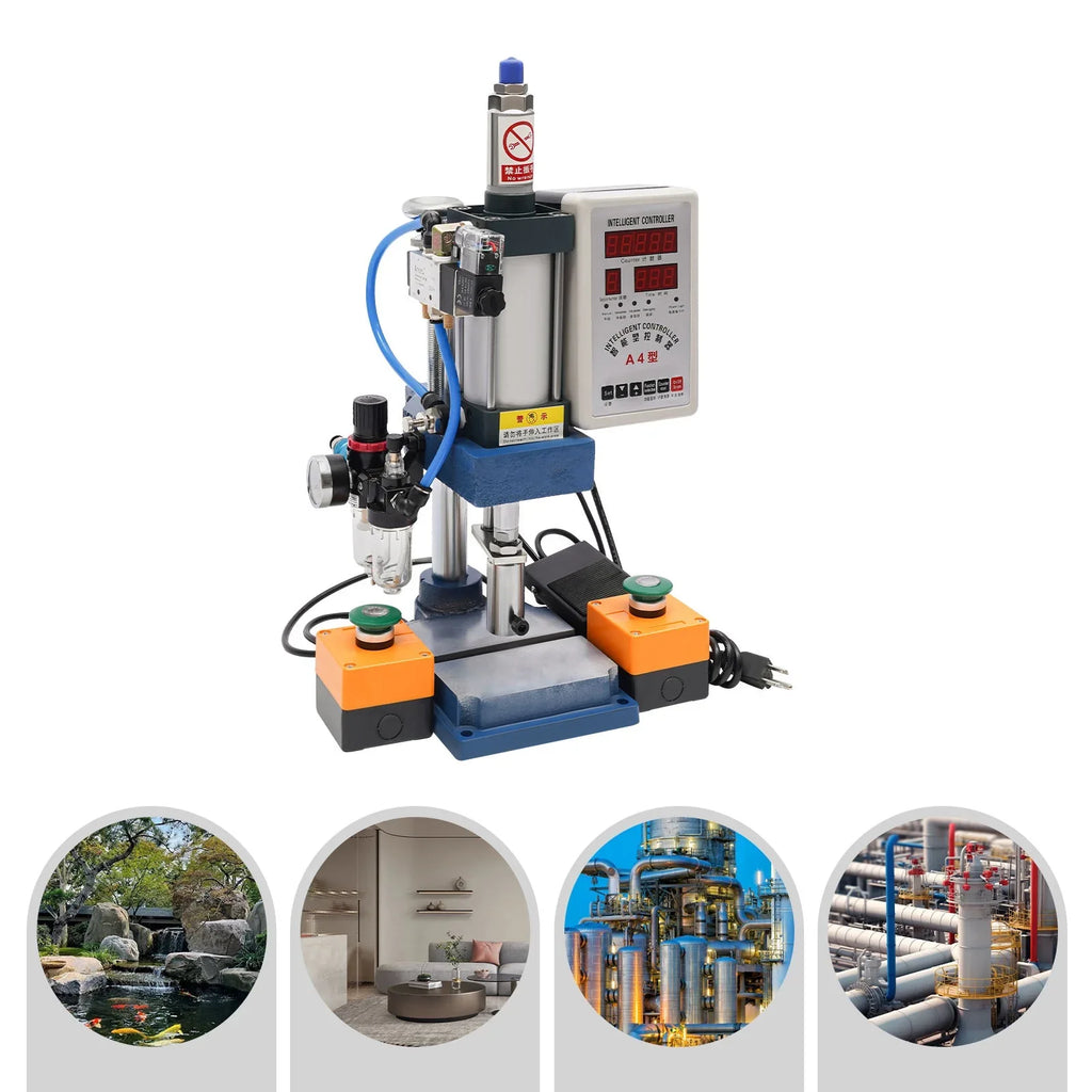 Punch Punching Machine Digital Press Machine, Wuzstar Double Desktop 440lbs Pneumatic Control Press