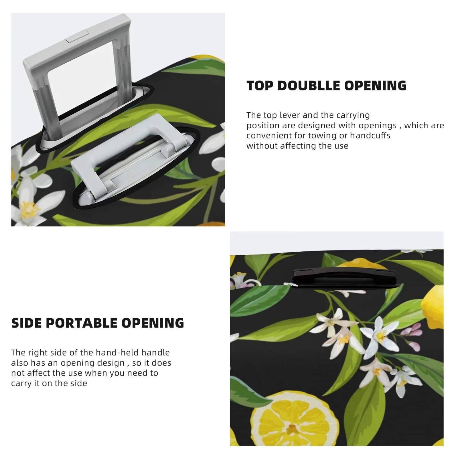Luggage Flowers Adobk Suitcase Cover, Washable And Leaves Lemon Fruits Luggage Women Cover, Men, Suitcase Covers For Protector Accessories-Small Travel Stretch Suitcase For