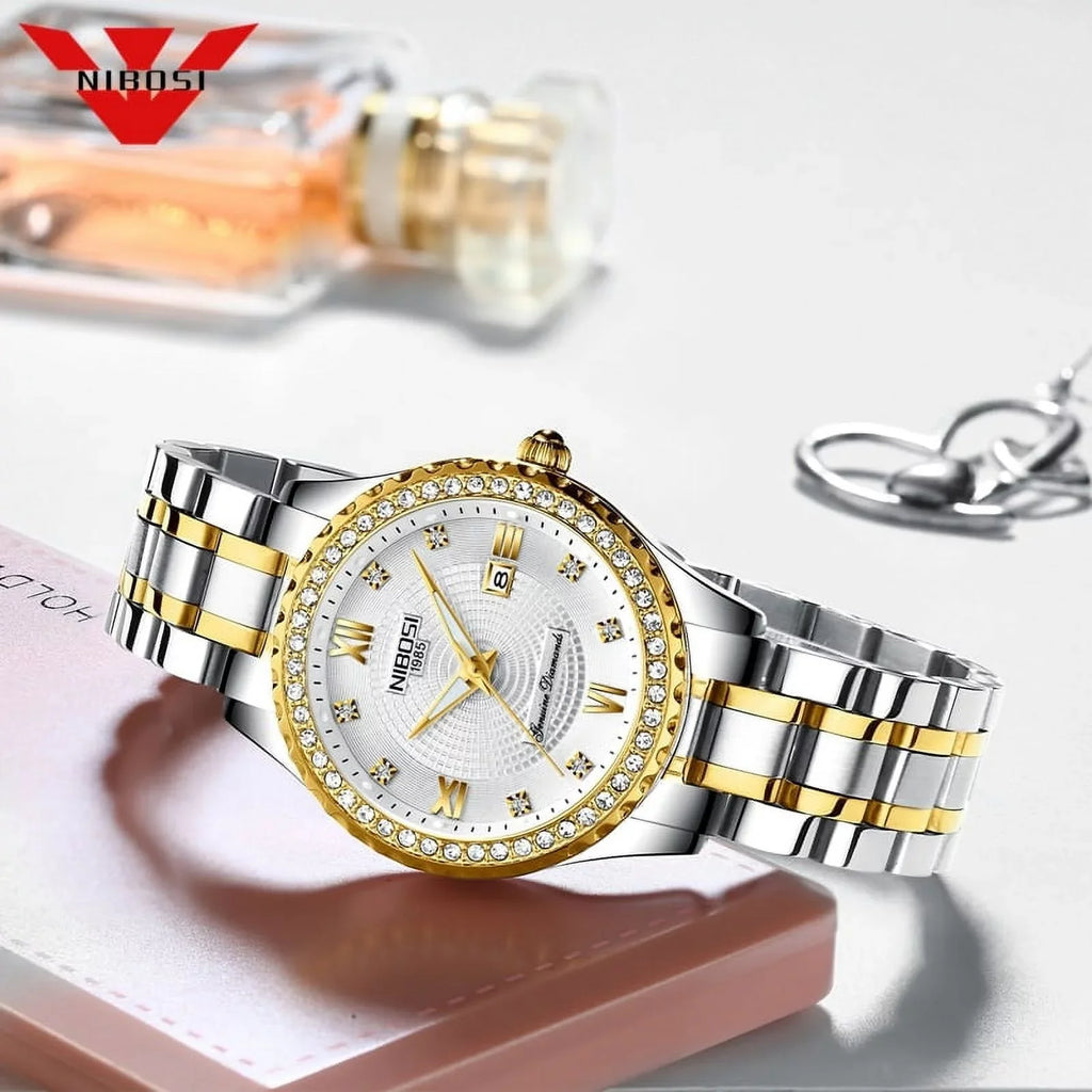 Women's Creative NIBOSI New Waterproof Women Watches Steel Watch Clock Watches Bracelet Gold Female Relogio 2022 Ladies Feminino