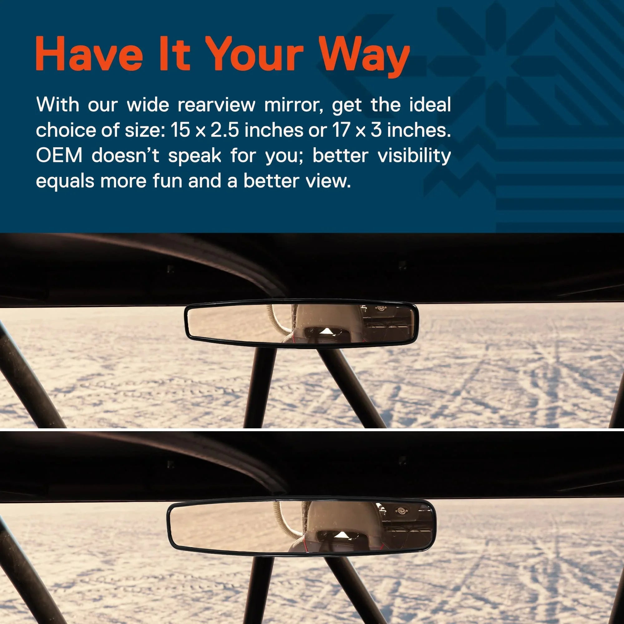 Pioneer UTV Convex XP, Mirror for RZR Kawasaki [Wide Polaris Turbo Can-Am Roll Yamaha 17" View [1.75"/2" [Shatterproof Clamp] ATV For Bar Glass] Mirror PRO Rearview Rear Visibility]