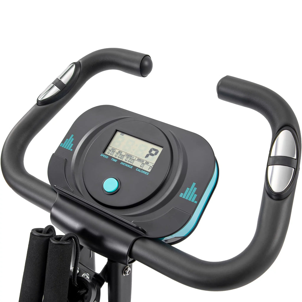 Recumbent Exercise Arm Resistance, Bands Folding Bike, Fitness Adjustable and and with Backrest Upright X-Bike 10-Level
