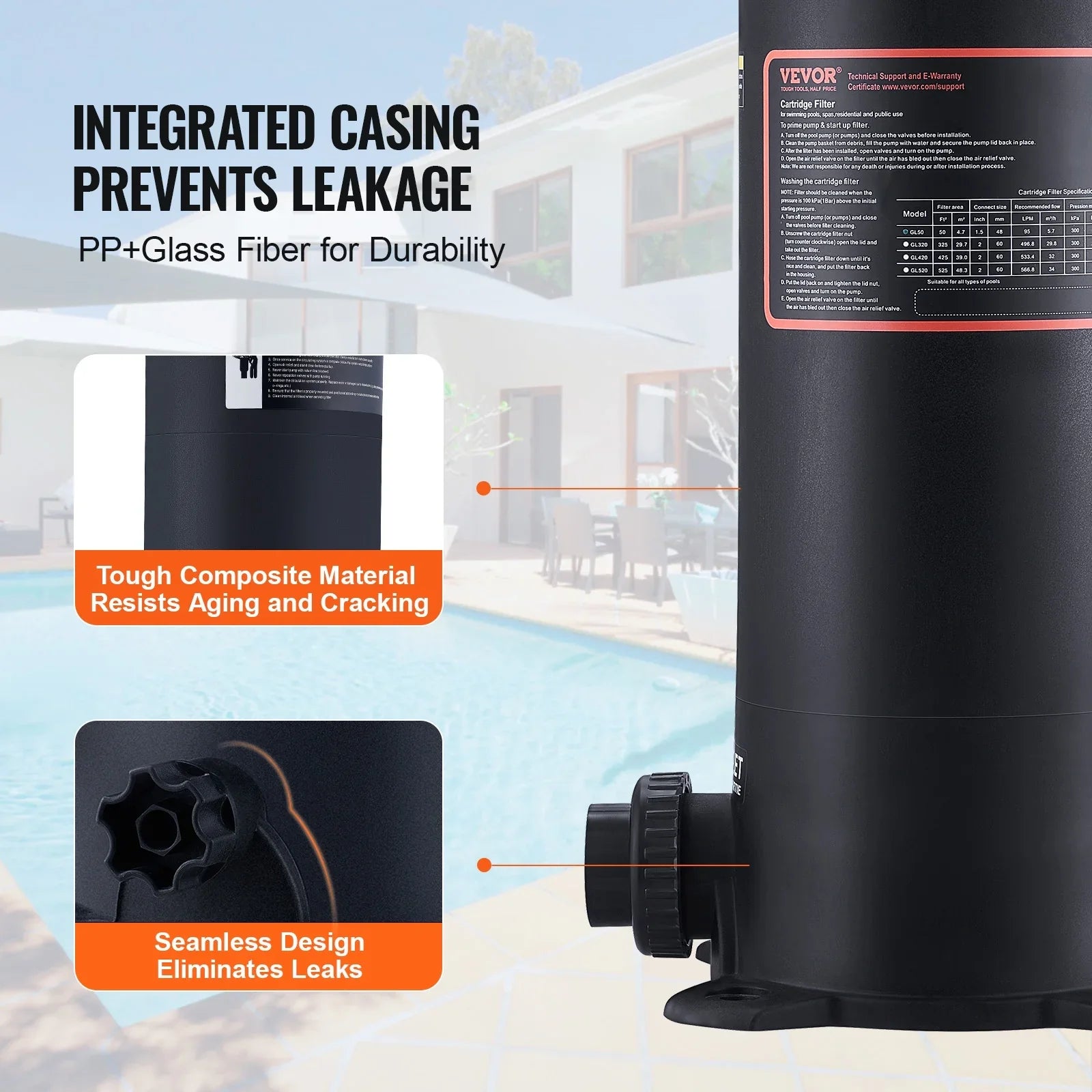 Pool Swimming SKYSHALO Cartridge Filtration Filter Pool Ground In/Above 50Sq.Ft