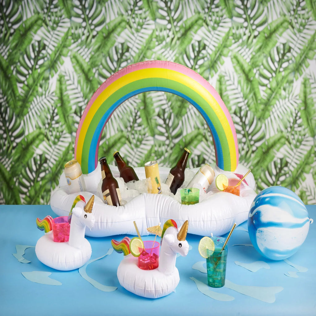 Inflatable TrueZoo Rainbow of Cooler, Pool Holders Drink Bar Colorful Floating and Party 1 Floatie, Cloud Box Cup Set Ice
