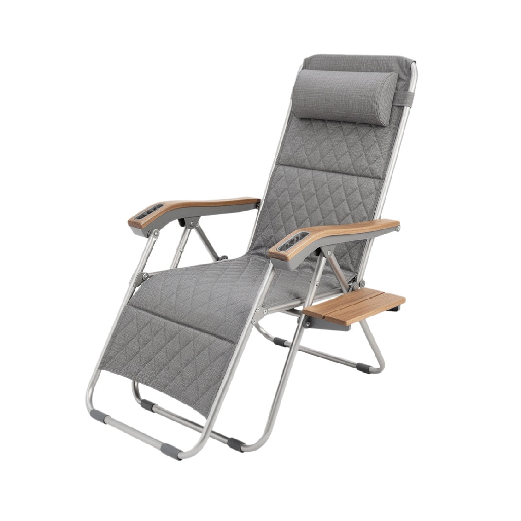 Adjustable Reclining Lounge Chair with Wood Accents and Integrated Cup Holders