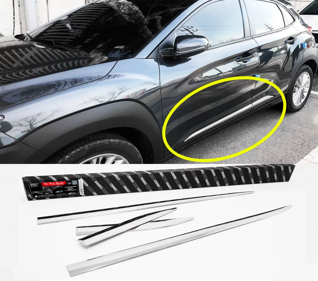 Side KONA Door Molding Chrome for Line Hyundai Skirt 2018-2022 Under