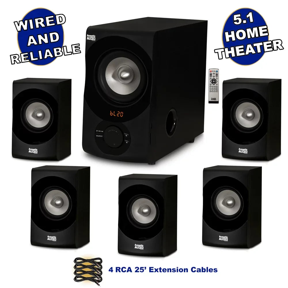 and Extension System AA5171 Acoustic Theater FM Bluetooth Speaker 4 Audio with Cables 5.1 Home