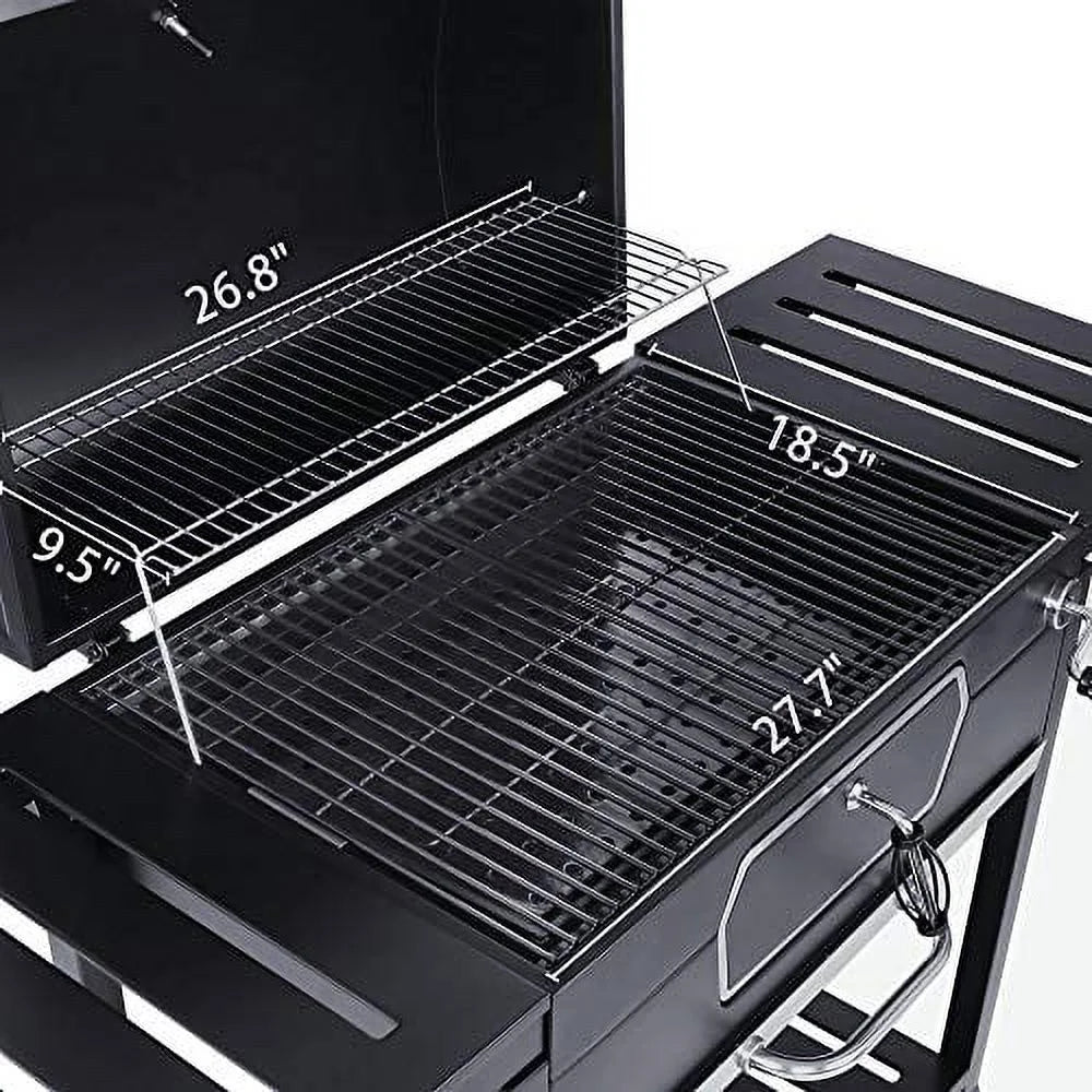 Black, Charcoal Grill, 30-Inch Deluxe CD2030AN Smoker Gourmet Camping BBQ Royal Large Backyard Cooking, Patio Picnic