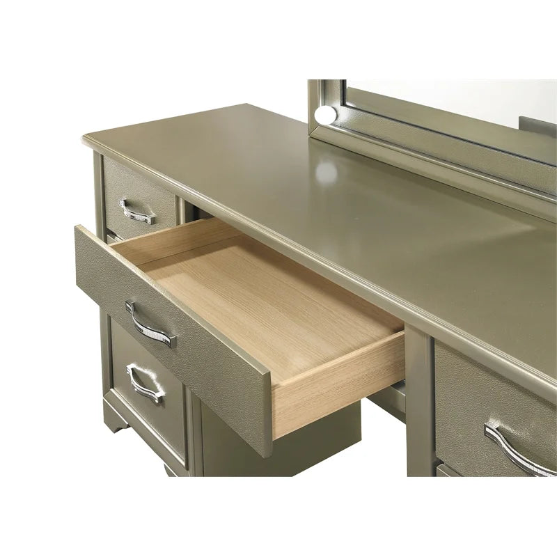 with Vanity Lighting Champagne 7-drawer Desk Mirror Beaumont