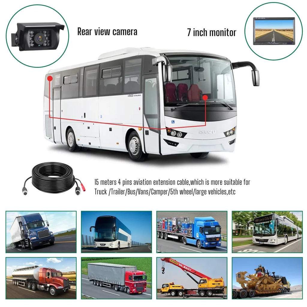Cam Camping Back Waterproof IR RVs Kit, Night LCD Camera Backup Reverse Vision with Vans, IP67 TOGUARD Cars, 7’’ up Monitor Rear Night Vision Rearview with Trucks, CA711 for View