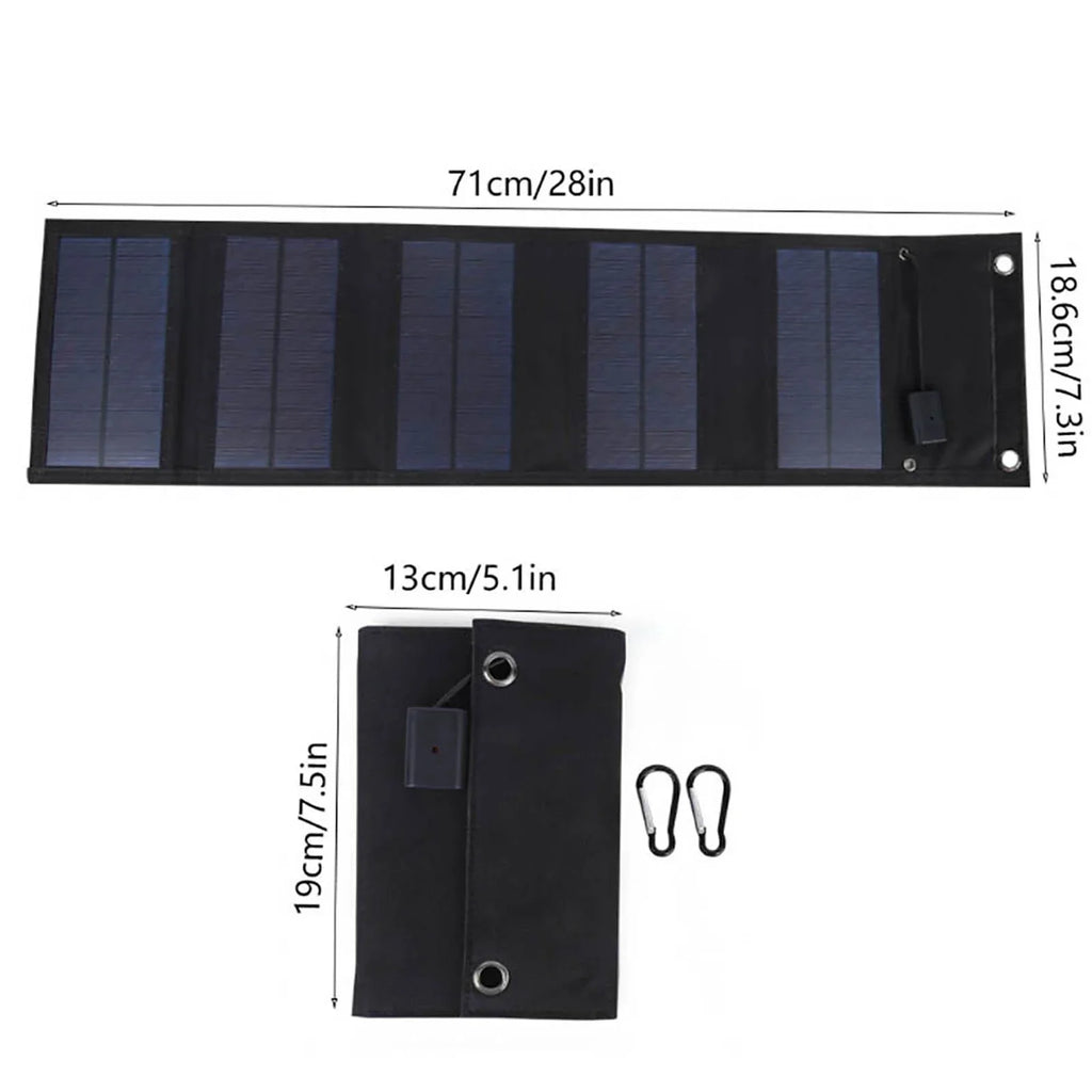 Solar Charger Foldable Waterproof 20W Power Output Panel for USB Mountaineering Solar