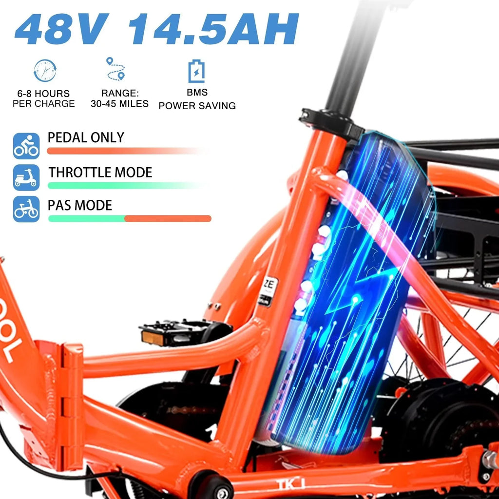 Bikes, 3 Tire MOPHOTO Women, Men Motorized Electric 48V for Folding Step-Thru Tricycle Tricycle Electric Wheel Electric Senior, 14.5Ah 1-Speed for Fat 20" Electric Adult, 16MPH Trike 500W