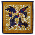 Gold Hermes Pre-Owned (Good) Muffler HERMES Silk Navy Les Perroquets Bird Carre90 Parrot Scarf detail Ladies