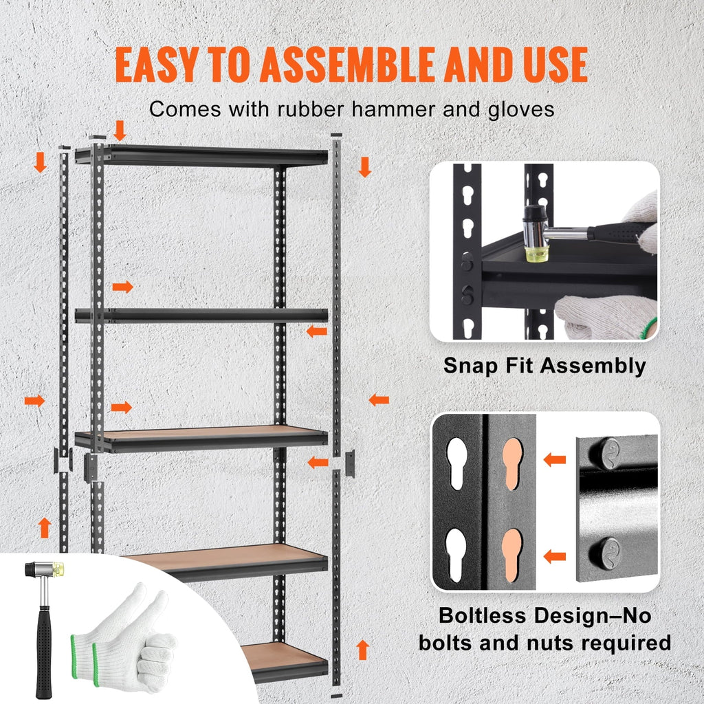 BENTISM Storage Storage Adjustable Unit Rack Shelving Garage 5-Tier lbs 2000 Load