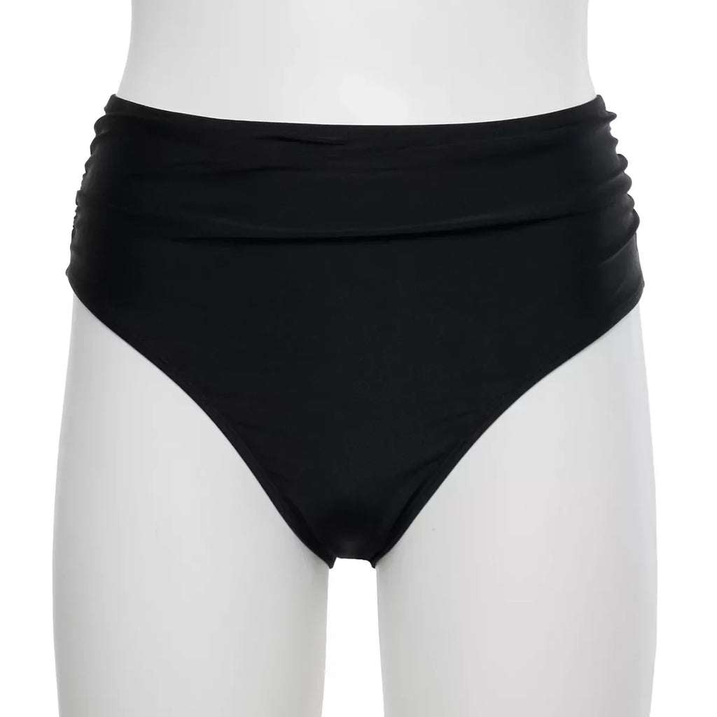 Bottom Twist Bikini BLACK 2Pc Miller M Shirred Waist Hi Front + Nicole Top