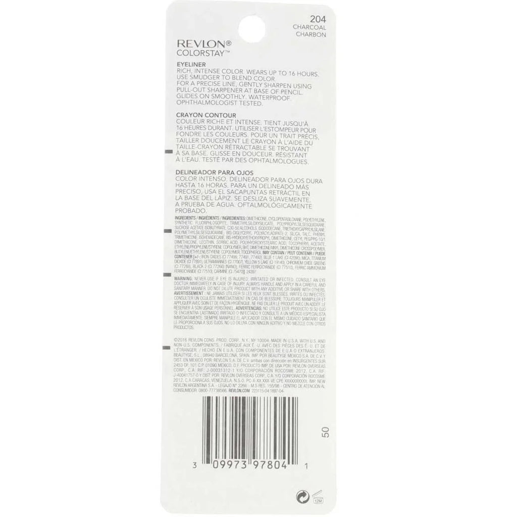 0.01 Pencil, Colorstay Eyeliner Of 4) (Pack Oz Charcoal [204], Revlon