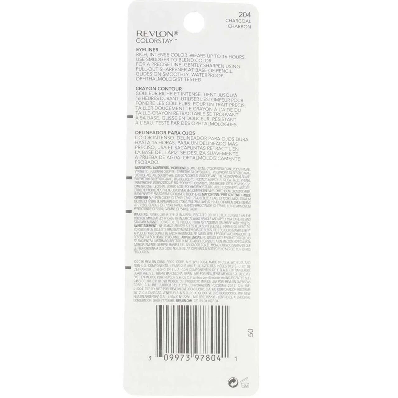 0.01 Pencil, Colorstay Eyeliner Of 4) (Pack Oz Charcoal [204], Revlon
