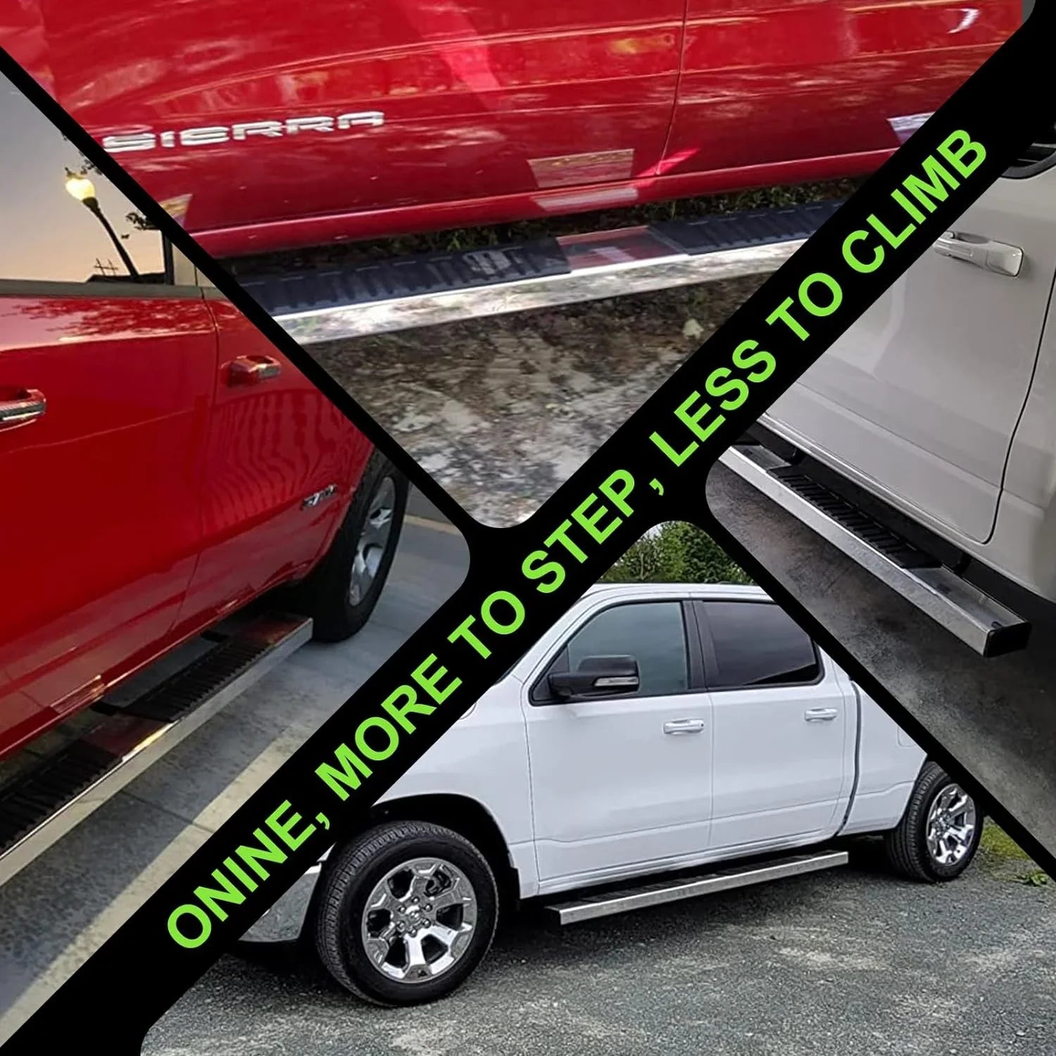 Polished Silverado/Gmc Aluminum Chrome Side 1500 Chevy 2019-2024 2020-2024 ONINE Fit & Silverado/Sierra Sierra Cab Custom bar Boards Nerf Crew Running 2500/3500 Step 6"