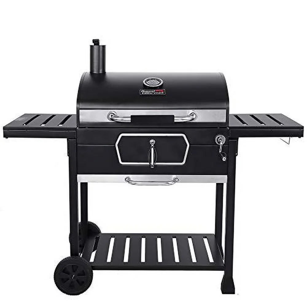 Black, Charcoal Grill, 30-Inch Deluxe CD2030AN Smoker Gourmet Camping BBQ Royal Large Backyard Cooking, Patio Picnic