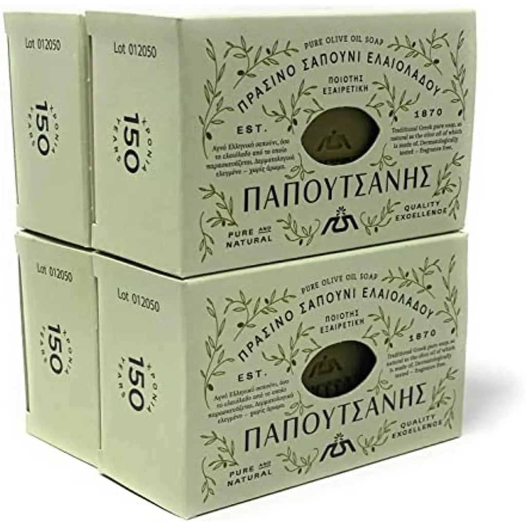 Olive Pure (250g) Of 8.8 Soap oz, Oil Greek Papoutsanis Bars, Pack 4 Of