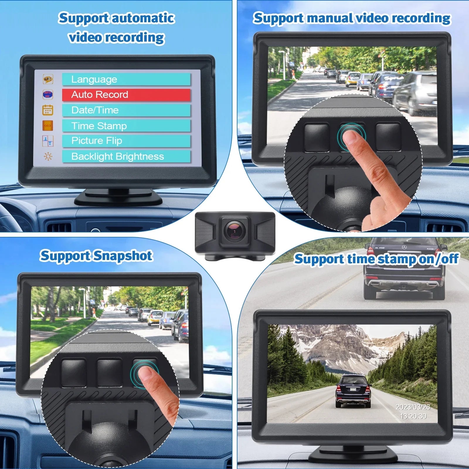 Inch Backup Camper Trailer Camera Recorder Kit Truck 720P Video View Camera with Monitor Menu HD Rear 5 for Van Wireless OSD LCD DVR Reverse Camera Car