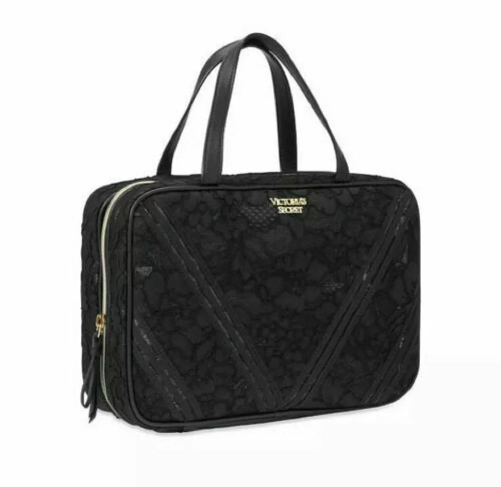 Lace NWT & Floral Clear Case Jetsetter Cosmetics Travel Black Victoria's Bag Secret