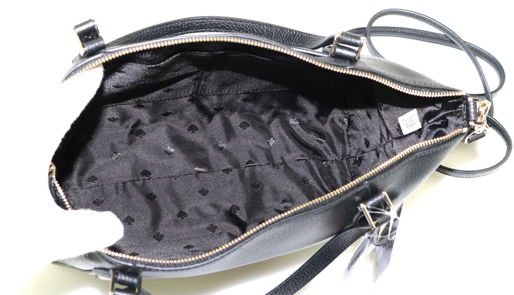 Satchel Crossbody Kate Spade Handbag Leather Pebbled Medium Bag Monica Black