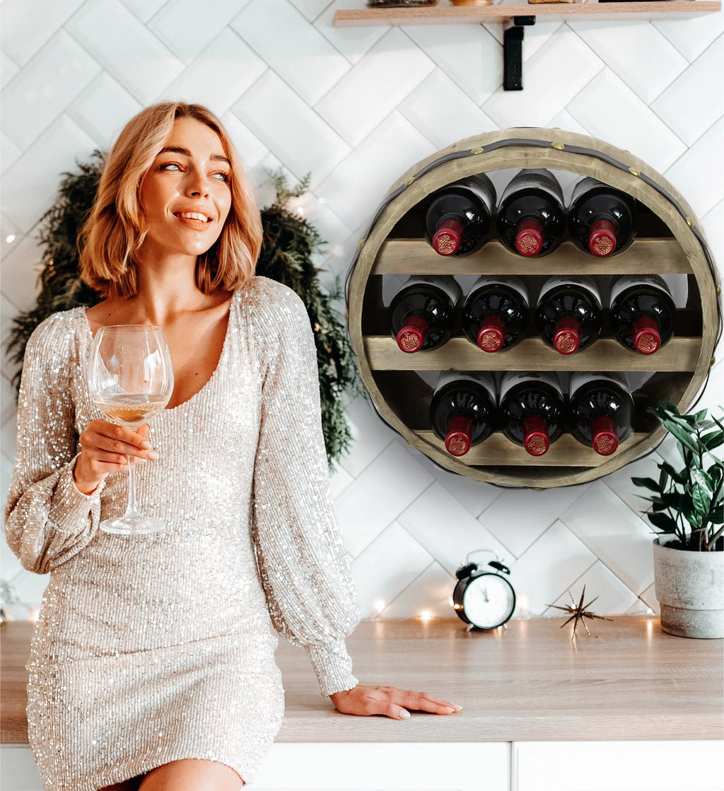 Natural Global Mounted Barrell Wine Wall Wood Cota Rack