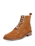 Brown Comfort Hiking Toe Heel Boots Womens Leather Block Zip-Up Lace M VINCE. 8 Round Cabria